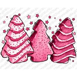 Pink Christmas Cakes Png Sublimation Design,Christmas Png,Love Pink Christmas Png,Christmas Tree Cake Png,Pink Christmas