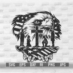 US Eagle Nurse and Doctor Kneeling on the Cross svg | Medic Dad Clipart | Rescue Mom Cutfile | First Responder | Rescue