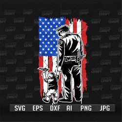 US Police Dad and Son svg | USA Policeman with Kid Clipart | Sherrif Shirt png | Father's Day Gift Idea | Deputy Cutfile