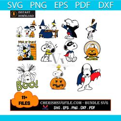 Funny Halloween Snoopy Bundle Svg, 11 Files Halloween Snoopy Svg