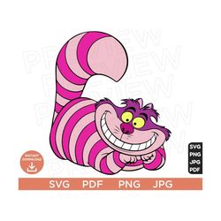 Cheshire Cat SVG Alice's Adventures in Wonderland clipart, Disneyland Ears clipart, cut file layered by color, Cut file