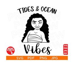 Tides & Ocean Vibes Moana SVG Princess SVG Disneyworld ears svg Disneyland Ears svg png clipart, cricut design Cut file