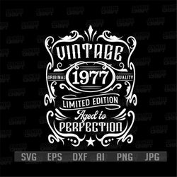 45th Birthday svg | Year 1977 svg | Vintage 1977 svg | Vintage Shirt svg | Vintage Clipart | Vintage Cutfile | Aged to P