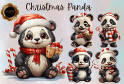 Christmas panda clipart,Christmas panda PNG, Sublimation clipart panda, Christmas panda designs, Holiday panda graphics,