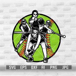 Softball Player svg | Sports Mom Clipart | Softball Team Cut File | Pitcher Stencil | Catcher dxf | Shortstop Clipart |