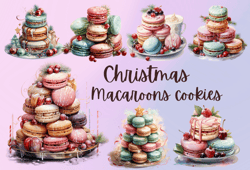Christmas Macaroons Cookie  Clipart Png,Festive treats, Holiday-themed, Sweet illustrations, Winter baking