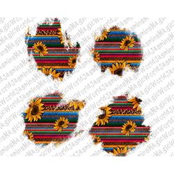 Distressed Serape Sunflower Print Patches PNG Bundle,Serape Sublimation Patches,Background Splash,Distressed Patches,Ins