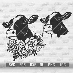 Floral Farm Cow svg | Floral Cow svg | Floral Cow Clipart | Floral Cow Cutfile | Farm Cow Monogram DXF | Floral Animal s