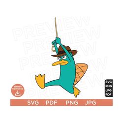 Perry the Platypus SVG, Phineas and Ferb SVG, Disneyland Ears clipart SVG, Vector in Svg Png Jpg Pdf format instant down