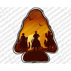 Cowboy And Sunset Arrow Head PNG File,Sublimation Design,Digital Download,Western Horse PNG,Digital Download, Sublimatio