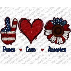 Peace Love America Sunflower Sublimation PNG Design,Peace Love America PNG,USA design,sunflower flag,Patriotic,Sublimati