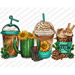 Desert Darlin coffee cups png sublimation design download, coffee cups png, Desert png, 4th of July png, sublimate desig