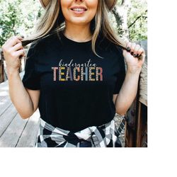 Kindergarten Teacher Shirt,Fist Day of School Shirt,Back to School Shirt,Gift for Teacher,Leopard Teacher Shirt,Kinderga