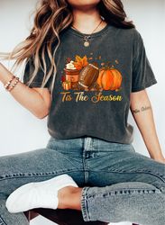 Tis The Season Pumpkin Spice Coffee Latte Happy Halloween Sweatshirt, Spooky Season Vibes Pumpkin Fo
