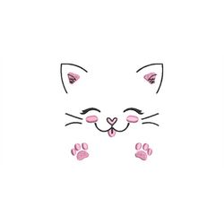 Embroidery file cat face with paws 10x10, 13x13 and 15 x 15 cm machine embroidery text saying animals paw cartoon clipar