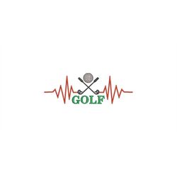 Embroidery File Golf Heartbeat Clipart Cartoon 10x10 Frame, 13 x 18 cm Machine Embroidery Golf Game Play Golf Ball Pulse