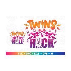 TWINS Rock svg TWINS Roll SVG Boy girl brother sister family print iron on cut files Cricut Silhouette Download vector s