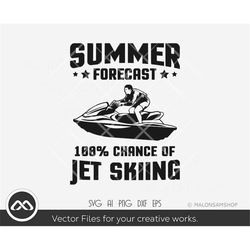 Jet ski SVG Summer forecast 100 chance of jet skiing - jet ski svg, jet ski clipart, beach life svg, silhouette, png, cu