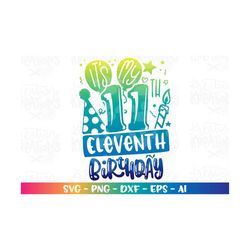 It's my 11th ELEVENTH Birthday svg eleven years eleventh stay home celebration balloons print iron on cut file Cricut Si