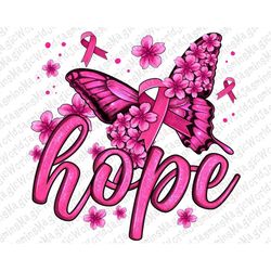 Hope Breast Cancer Butterfly Png Sublimation Design,Cancer Awareness Png,Breast Cancer Png,Cancer Awareness Butterfly Pn