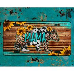 Mama Bear Mother's Day License Plate PNG Sublimation Design, Bear Png,Western License Plate Png,Mama Bear License Plate