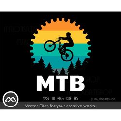 Retro Mountain Bike SVG Mountain bike Gear -biker svg, mtb svg, mountain bike svg, cycling svg, bicycle svg for Lovers