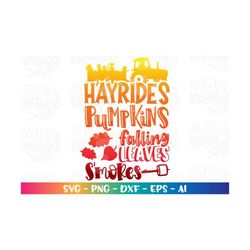 Hayrides Pumpkins S'mores Falling Leaves  SVG decal print iron on cut file Cricut Silhouette  Download vector SVG png dx