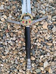 Handcrafted Black handle Witcher Sword, The Witcher, Geralt of Rivia's "Steel" The Witcher Sword Steel Replica,