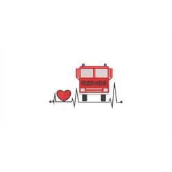 Embroidery file fire brigade heartbeat 13x18 sign Signet emblem machine embroidery Bergen rescue shooters