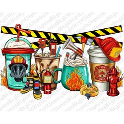 Firefighter Coffee Cups Png Sublimation Design, Firefighter Coffee Png, Firefighter Equipments Png, Firefighter Png, Dig