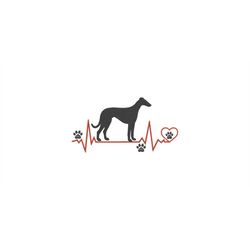 Embroidery file heartbeat greyhound Whippet 13x18 frame machine embroidery fur nose dog heartbeat Pulse dog breed breed