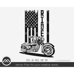 Motorcycle SVG Us flag Ride - motorcycle svg, biker svg, instant download, motorcycle dxf, racing svg, png