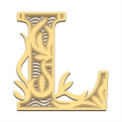 Letter L 3D layered SVG, Digital file Letters L 3D layered for cutting plywood, File for paper cutting, DXF Letters L 3D