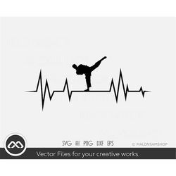Karate SVG Heartbeat - karate svg, martial arts svg, taekwondo svg, dxf, png for lovers