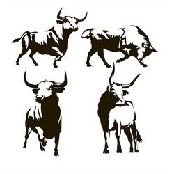 Bull SVG, Digital file Bull for printing on T-shirts, File for paper cutting, DXF, PNG, Dxf, Animal print