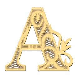 Letter A 3D layered SVG, Digital file Letters A 3D layered for cutting plywood, File for paper cutting, DXF Letters A 3D