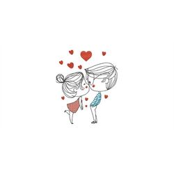 Embroidery file line pair 10x10 and 13x18 13x18 frame love couple Valentine's Day Valentine Love Couple line drawing, ki