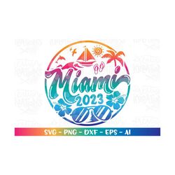 Miami svg Summer Beach emblem 2023 Miami spring break print iron on color cut file silhouette cricut cameo instant downl