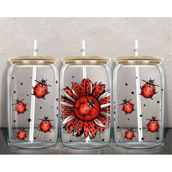 Ladybug Libbey Glass Png Sublimation Design, Ladybug Png, Animal Libbey Glass Png, Ladybug Sunflower Png, Libbey Glass P
