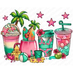 Summer beach vacation coffee cups png sublimation design download, coffee cups png, hello summer png, sublimate designs