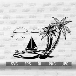 Palm Tree svg | See Breeze Cut File | Island Vibes Stencil | Summer Shirt png | Salt Life dxf | Beach Scene Clipart | Tr