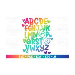 ABC Alphabet I love you svg Valentine's Day Love Heart kids cute boy girl print iron on cut file instant download vector