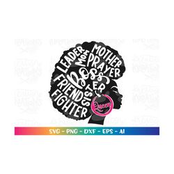 Afro Queen Mom svg Black African American svg print decal iron on tee design Cricut Silhouette Instant Download vector S
