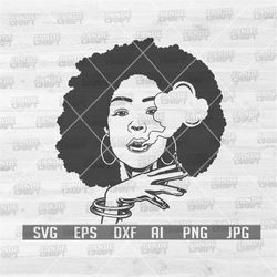 Afro Woman Smoking Joint svg | Dope Black Girl Clipart | Marijuana Stencil | Cannabis Cut File | Weed Life svg| High Ras