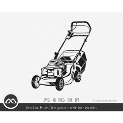 Lawn mower SVG Illustration - lawn mower svg, mower png, grass cutter png, sublimation print, cut files, clipart