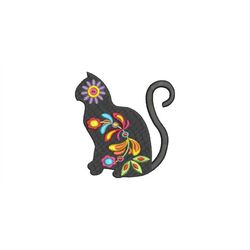 Embroidery file cat with flowers Tribal 10x10 frame machine embroidery