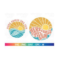 Here comes the Sun svg Hello Summer quote iron on print shirt  svg cut file silhouette cricut download vector svg png dx