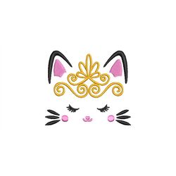 Embroidery file cat with tiara 10x10 13x18 frame machine embroidery cartoon clipart cat face Modern Art diadem girl