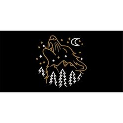 Embroidery file Wolf 2 at night 13x18 frame machine embroidery wolf face paw