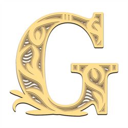 Letter G 3D layered SVG, Digital file Letters G 3D layered for cutting plywood, File for paper cutting, DXF Letters G 3D